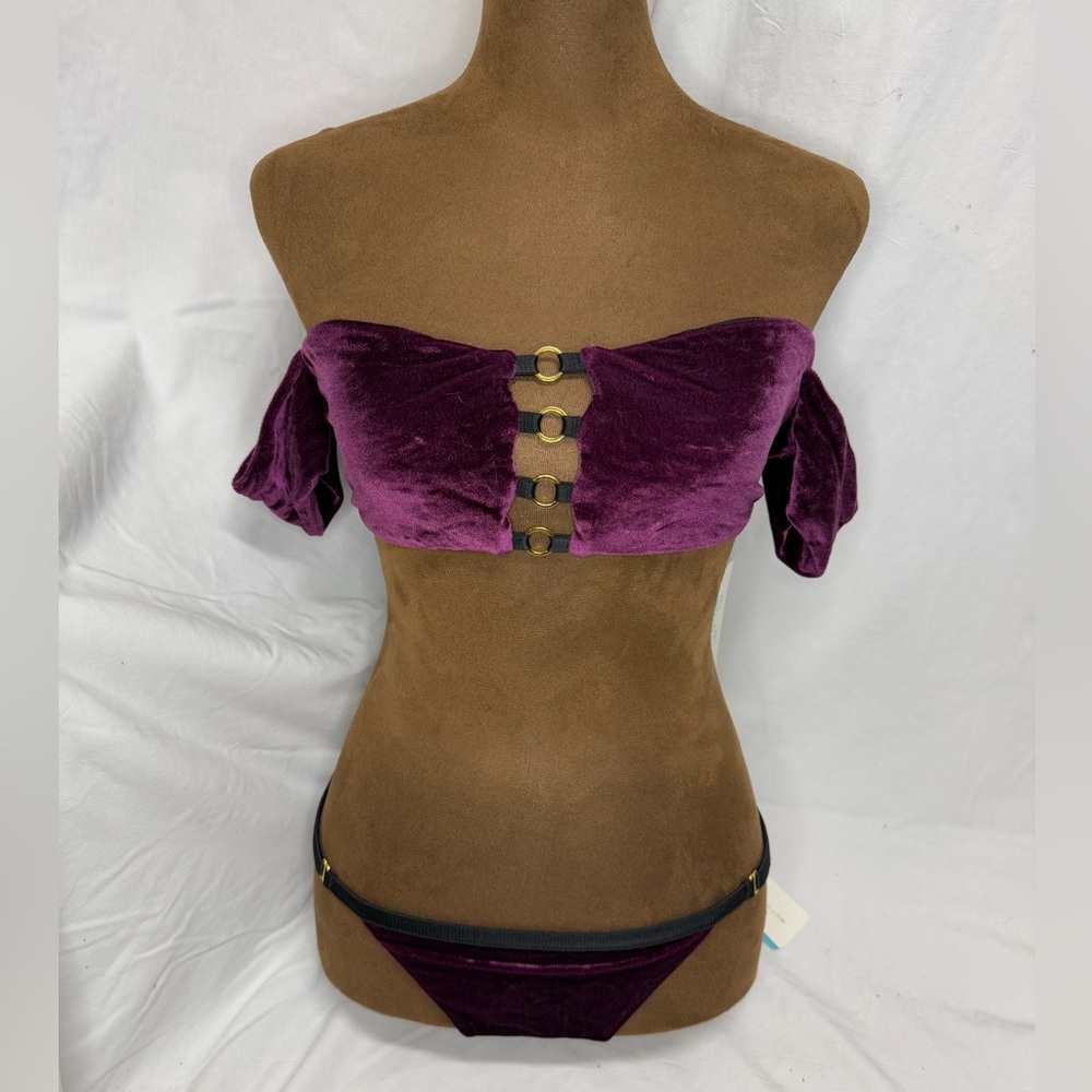NWT‎ Beach Bunny Plum Wine Velvet Bikini Set